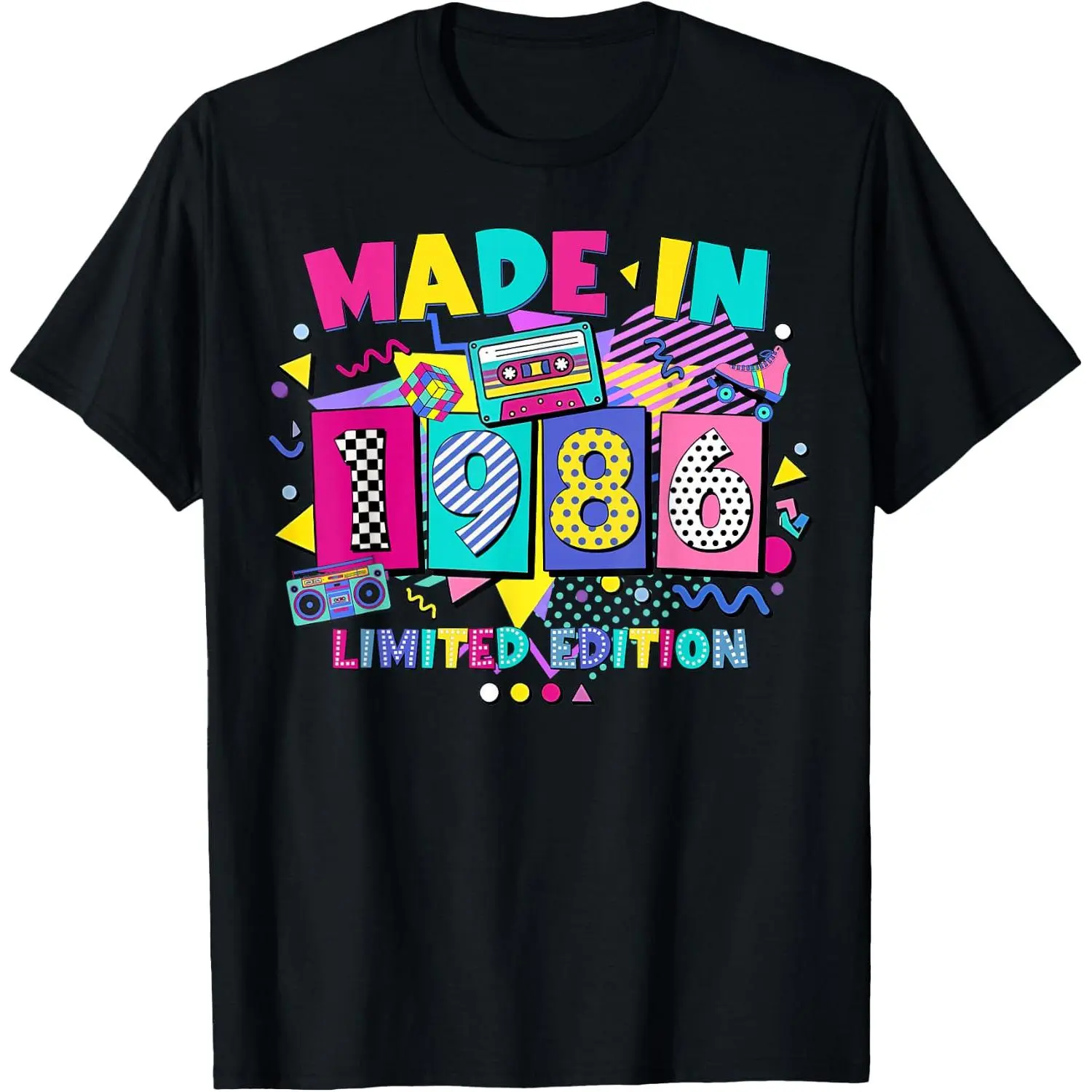 100% Cotton Retro 40th Birthday Made in 1986 80s 90s Theme Men Women T-Shirt