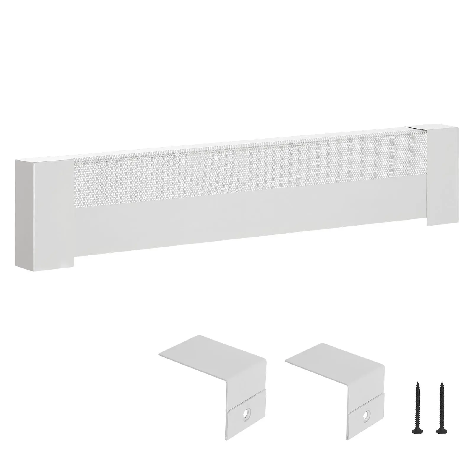 Summervibes VEVOR Baseboard Heater Covers, Basic Series 3 ft Standard Electric Heating Unit Front Cover for Home Improvement, Heavy-duty Steel, Easy Installation for Bedroom Replacing Old Cover, White