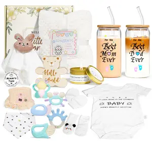 17-Piece Grooming, Health and Cleansing Set - Includes Heated Tummy Wrap, Thermometer, Bath Brush, Teether, Pacifier, Storage Case - Baby Shower Presents for New Parents, Mother's Day New Mom Essentials, Baby Shower Gifts