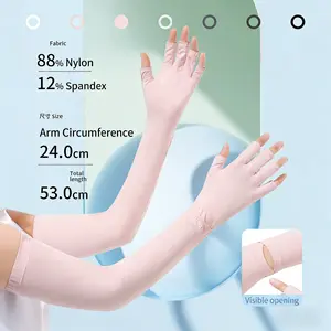 Unisex Ice Silk Fingerless Sun Protection Arm Sleeves – UPF50+ Touchscreen Non-Slip Ice-Cool Cycling Sleeves with Visible Window