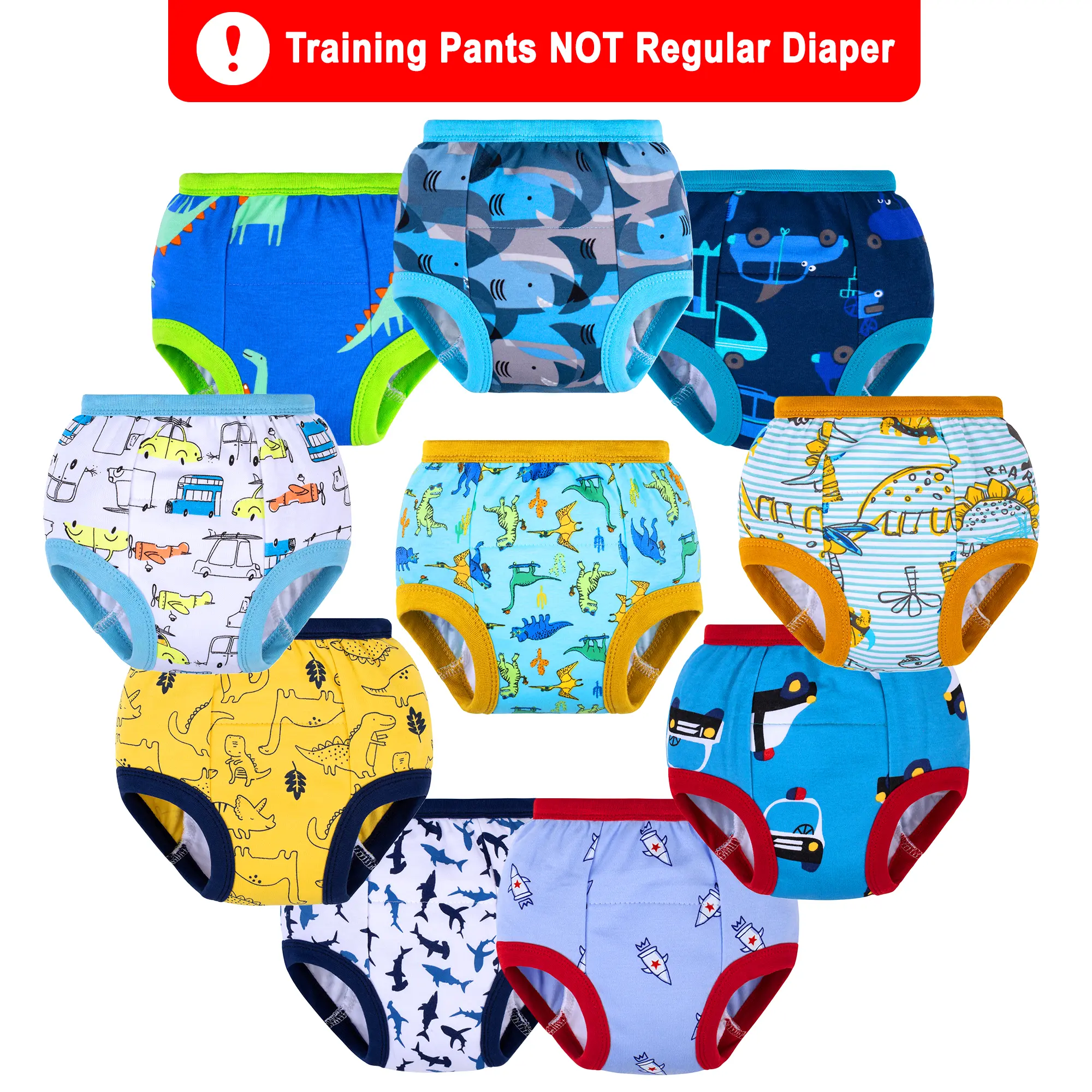 Toddler Boys' 10-Pack 1T Soft Cotton Training Pants, Reusable and Fitted with Snug Stretch for Potty Training, Pink Flowers, Affordable Fashion, All Season, Unique Prints, Potty Training Pants, Comfortable And Secure Fit