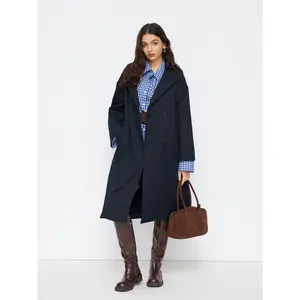 Cider Collar Long Sleeve Wrap Oversized Longline Trench Coat With Belt SwimWeek
