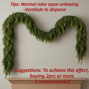 6/9ft Christmas Cedar Garland with Soft Real Touch Pine, Artificial Cedar Pine Garlands for Fireplace Mantel, Table, Door Frame, Staircase