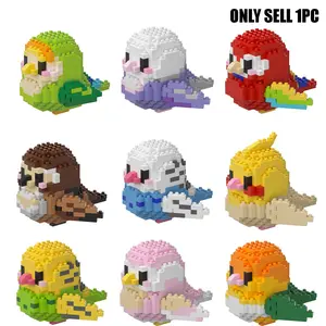 Mini Building Blocks Animals Bird Parrot & Peony Series, Creative Building Blocks, Desktop Decoration, Educational DIY Assembly Bricks Toy for Kids 6-8 Years & Adults, Gifts for Boys & Girls, Birthday Gift & Prize, Building Blocks Model
