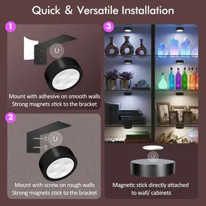 Wireless Magnetic Picture Light, Battery Operated RGB Painting Light with Remote & Timer, Dimmable Art Display Accent Lighting for Wall Decor