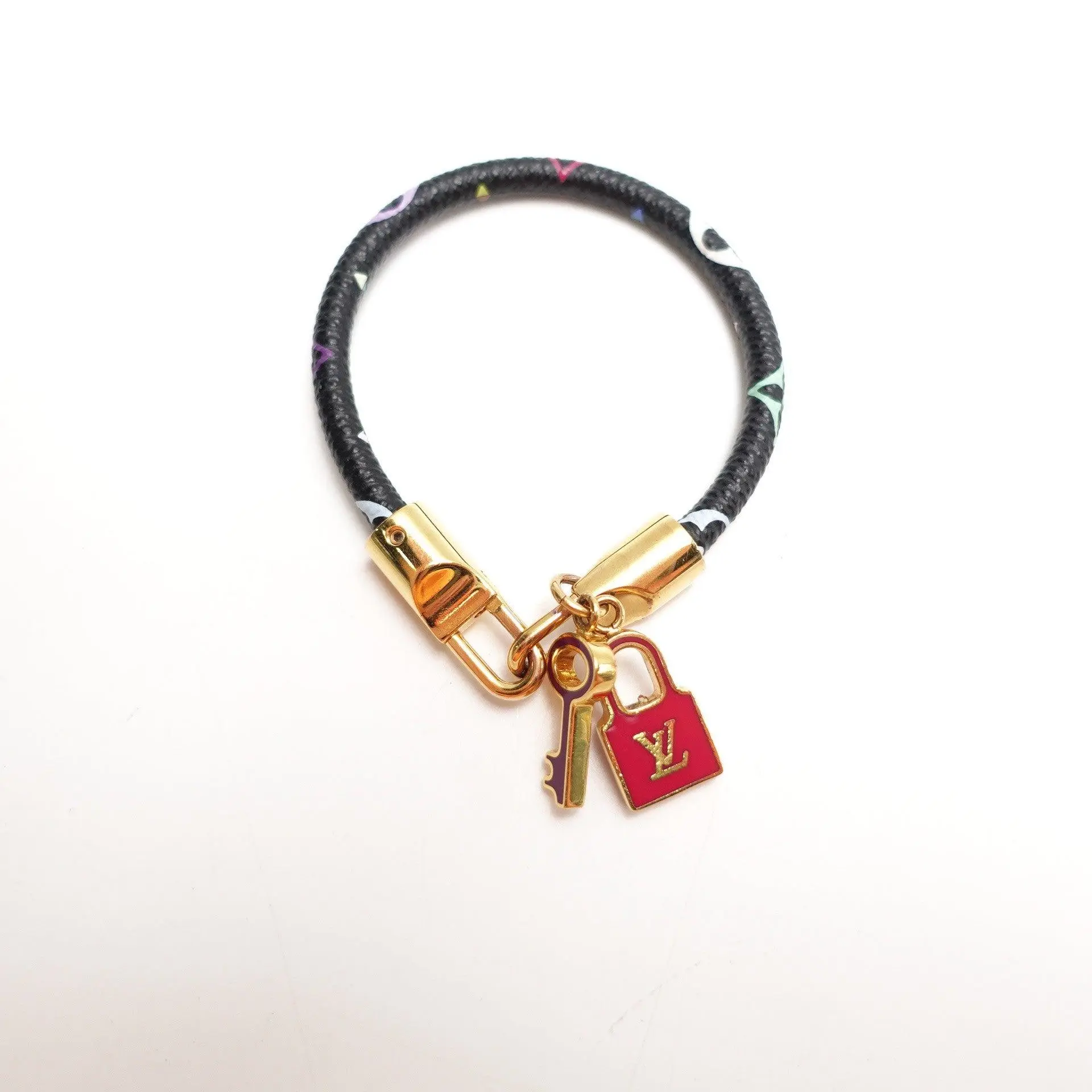 Pre-owned Louis Vuitton Black Monogram Multicolor Lock and Key Charm Bracelet T10460378