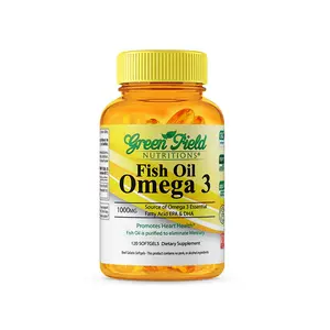 Greenfield Nutritions - Halal Fish Oil 1000mg, 120 Softgels, Omega 3 300mg - Contains 180mg EPA and 120mg DHA, Halal Vitamins Made from Halal Gelatin