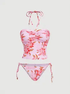 Women's Two-Piece Set, High Elasticity Fabric, Beach & Pool Wear, Stylish Printing Design, Comfortable Fit for Women, Flower Print Bikini, Floral Print Swimsuits