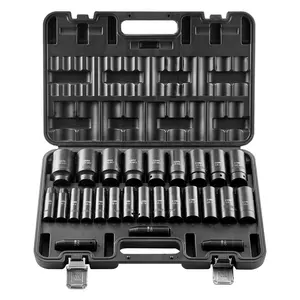 Impact Socket Set for 1/2-Inch Drive, 26-Piece Deep Socket Set with Metric Sizes from 11mm to 36mm, Heavy-Duty Automotive Tooling, Precision Fit for Mechanics, Ideal for Repairs, Maintenance, and Craft Projects
