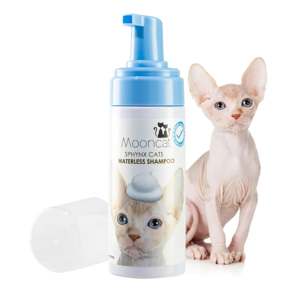 Mooncat Waterless Shampoo for Sphynx Cats - Gentle 5 oz Formula for Clean and Fresh Fur