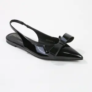 Cinnamon Point Toe Slingback Flats with Oversize Bow