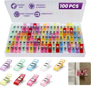 100 count Sewing Clips Multipurpose Quilt Clip for Fabric Multi-Colored Plastic Sewing Quilting Supplies Craft for Small-Scale Projects and Crafting Tools Accessories