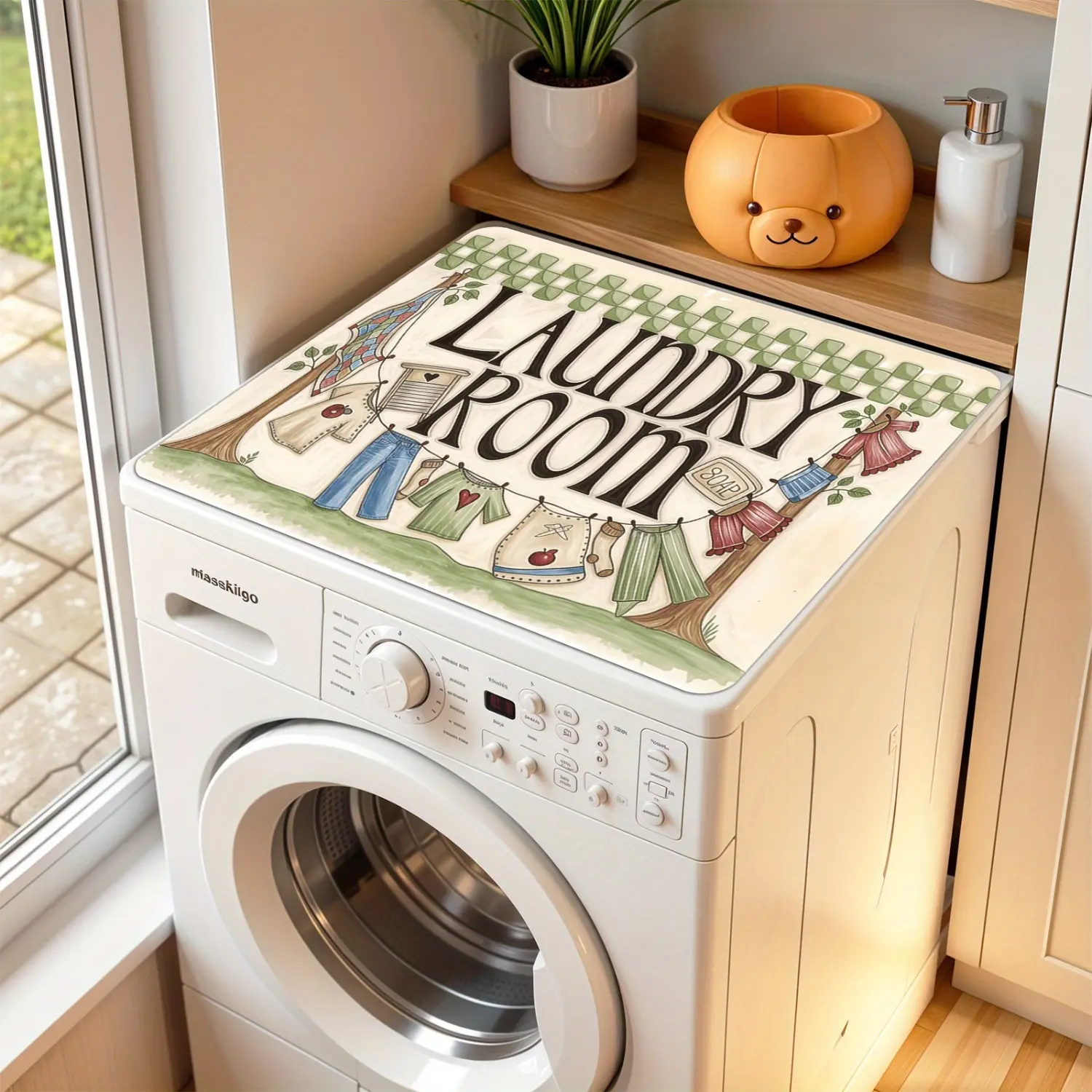 Colorful Cartoon Household Washer Pad - Anti-Slip Drainage Slipcover & Microwave Protection Cover, Suitable for Washer/Dryer Countertops, Laundry Rooms, Ideal for Family Gifts