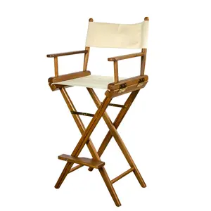 HomeRoots 476329 White & Brown Solid Wood Director Chair