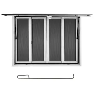 Garvee Concession Window for Food Truck, 60"x36" Stainless Steel 4-Sliding Windows with Mesh Screens, Horizontal Slide Serving Window for Mobile Kitchen