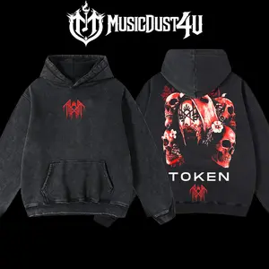 MusicDust4U Retro Vintage Limited Edition Sleep Token - Skulls & Flowers Classic Cotton Hoodie Unisex 100% Premium Cotton 230gsm Washed