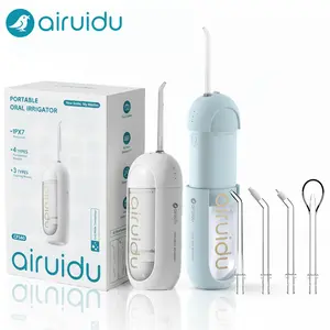 Airuidu CF560 Rechargeable Portable Water Flosser - 360° without blind spots - IPX7 Waterproof- 4 Nozzles - 80 Day Battery Life - Oral Irrigator - Pull-down removable water tank