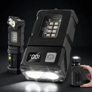 Portable LED Flashlight, 360 Degree Rotatable Flashlight, Rechargeable LED Magnetic Camping Light, Waterproof & Windproof Outdoor Adventure Equipment