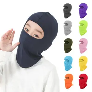 Kids Windproof Balaclava Ski Mask, 100% Polyester Full Face Cover, Breathable Stretch Sun Protection, Sports Theme, Knit Fabric, Hand Washable - Outdoor Activity Gear Distressed Ski Mask Pack
