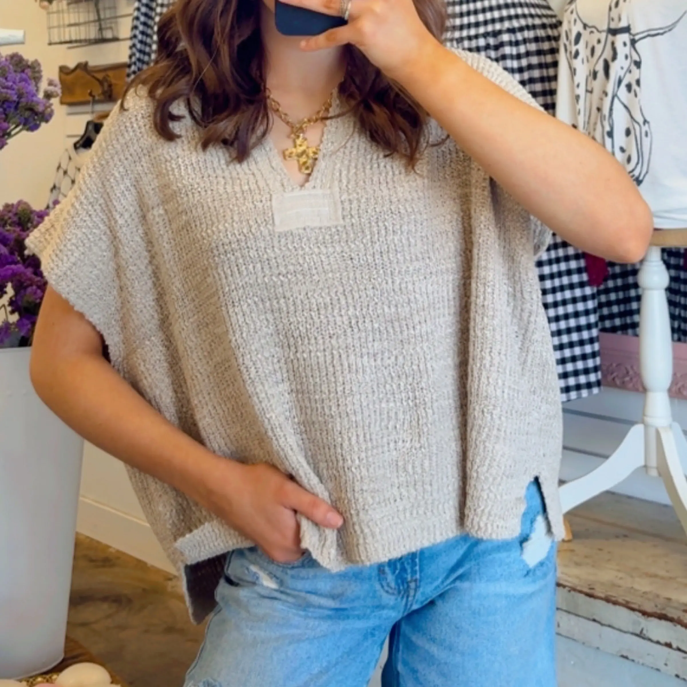 Interested In You Sweater Top Light Tan Interested In You Sweater Top Light Tan