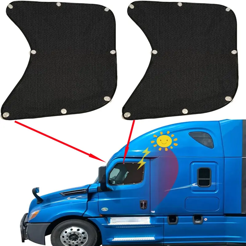 Semi Truck Big Rig Side Window Sun Shade, UV Blocker Heat Insulation Window Cover Fit Freightliner Cascadia, Kenworth T680, Peterbilt 579, International Heavy Duty Trucks, Commercial Vehicle RV Van Trucker Summer Essentials Car Accessory Gadgets