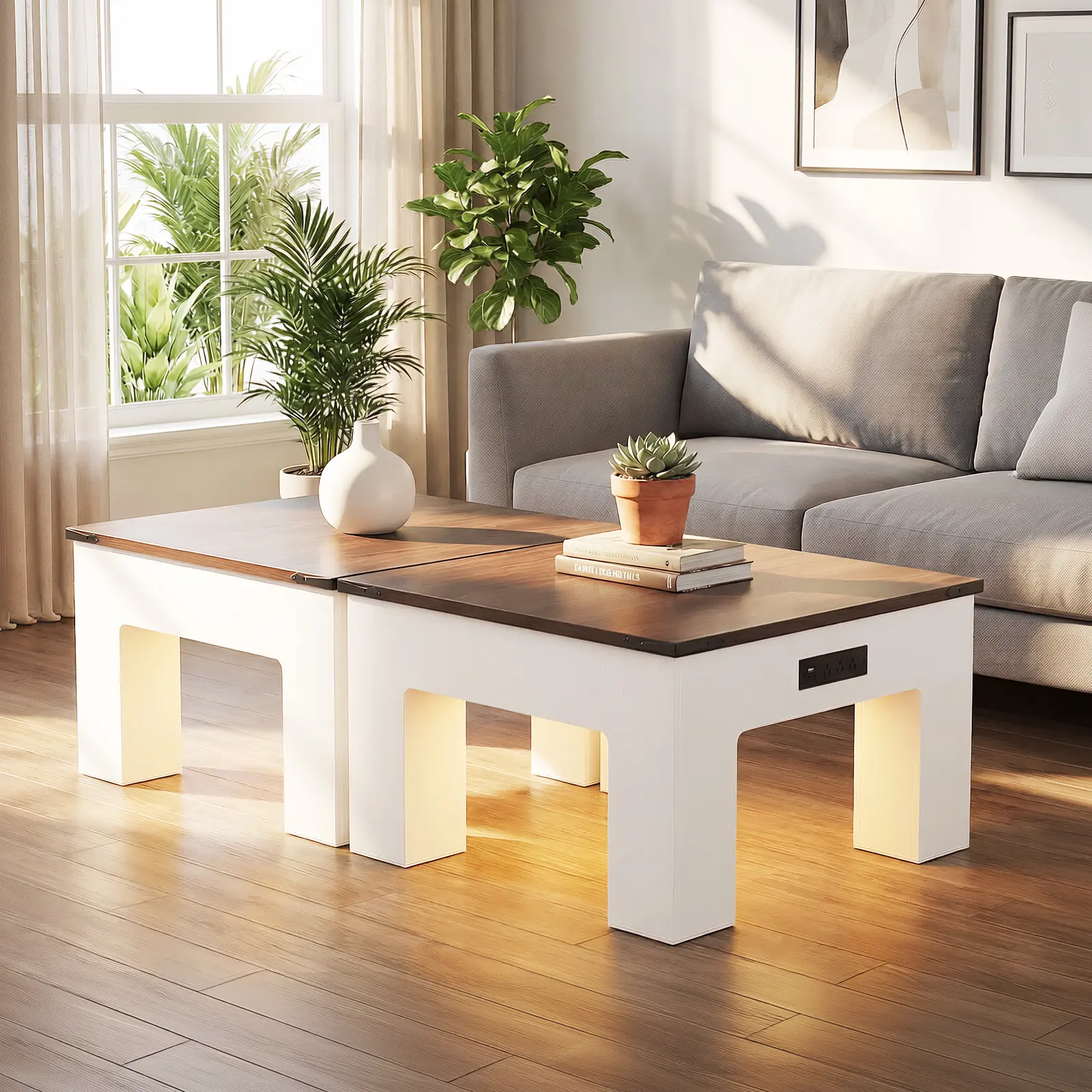 White and Walnut(Set of 2)
