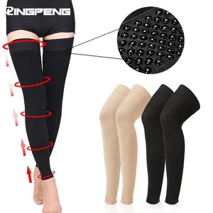 1 Pair Thigh High 20-32 MmHg Compression Stocking Toeless Compression Socks for Women and Men Circulation with Silicone Dot Band, Compression Leg Wear Breathable Socks