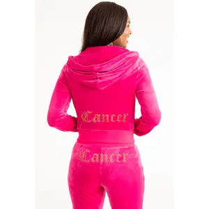 Juicy Couture Cancer Customizable Big Bling Velour Hoodie
