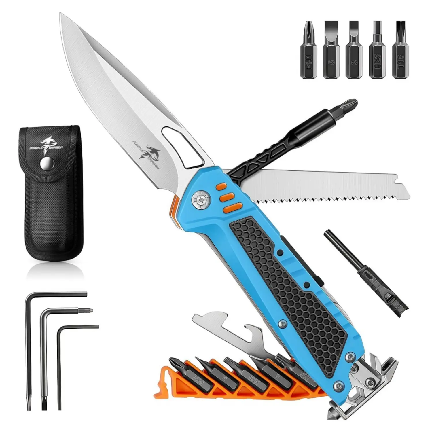 【Deals for You】PURPLE DRAGON Camping Knife with Sheath,Perfect for Hiking & Garden Use, Gift for Men Dad Husband