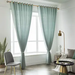 2026 New Sage Linen Feel Sheer Curtains, Window Curtain, Home Decoration Curtain, Modern Minimalist Style Drapes for Bedroom, Light Filtering with Soft Texture