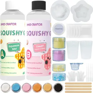 16oz DIY Sticky Squishy Making Kit, 1:1 Mix, Fast Cure, Super Soft Silicone | Cat’s Paw & Star Molds, Stress Relief & Creative Fun