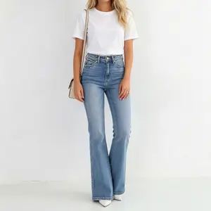 Women's Mid Waist Bell-Bottom Jeans - Chic & Comfortable Casual Fit for Everyday Wear - Trendy Bell-Bottom Cut - Perfect for Various Occasions - Elevate Your Style with This Must-Have Womenswear