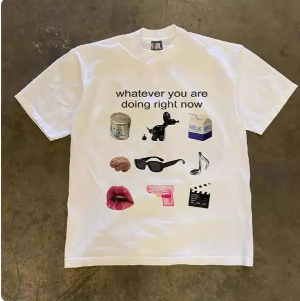 Korean Style Woven Eyebrow Graphic Oversized T-Shirt | Cream Unisex Casual Tee | Trendy Short Sleeve Top for Men & Women | Fashion Streetwear Shirt