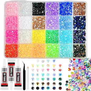1Box Hot Selling AB Colored Rhinestones Nail Charms Mini Minimalist Sparkling Glitter Decorative Nails Flat Bottomed Half Circular Rhinestones Nail Art Decorations for DIY Nails Phone Case Cup Nails Kits