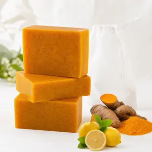 3PCS Lemon Turmeric KojicAcid Soap, Natural Brightening Face & Body Soap, Dark Spot Remover for Hyperpigmentation, Organic Skin Cleanser for All Skin Types
