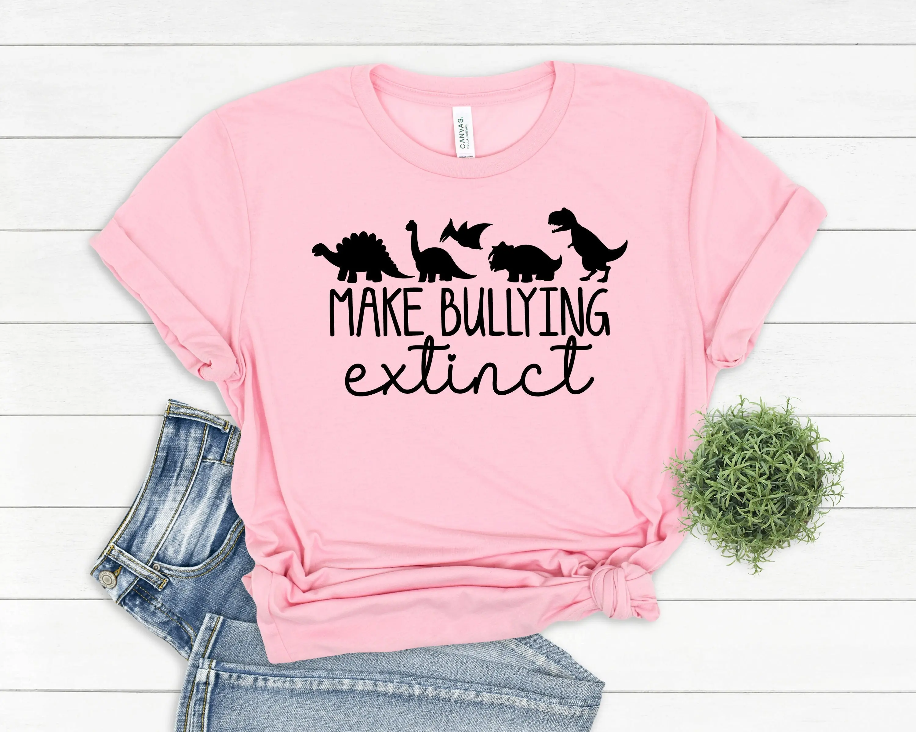 Make Bullying Extinct Shirt, Dinosaur T-Shirt, Pink Shirt Day, Anti Bullying Shirt, Bullying Awareness, Stop Bullying Shirt, No Bullies.