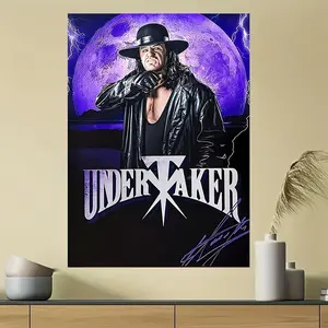 Frameless Wrestling Poster Canvas Wall Art -Vibrant Purple and Black Lightning Design, High-Quality Home Office Bedroom Decoration, Perfect Gift for Wrestling and Movie Fans, Dramatic Work, Detailed Illustration, Ideal Room Decoration