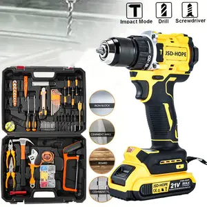 21V Brushless Cordless Drill Kit With 2Ah Battery & Charger, 2-Speed, 20 Torque Settings, Electric Screwdriver for Furniture, Wall & Metal Drilling, Heavy-Duty Power Tool