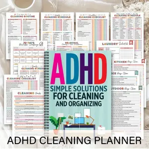 1 ADHD Cleaning Schedule Spiral Notebook, Cleaning Planner Journal, Color Coded Daily/weekly/monthly Cleaning Schedule and Checklist, Home Management Log for Housewives, Office Organizations, Time Management and Personal Organizations