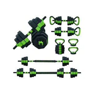 Hot selling styles  Dumbbell 4 In 1 Adjustable Kettlebell 88lbs Weight Set Used As Kettlebells Barbell Push Up Stand For Home Gym Green And Black Octagon Head Outdoor agility training