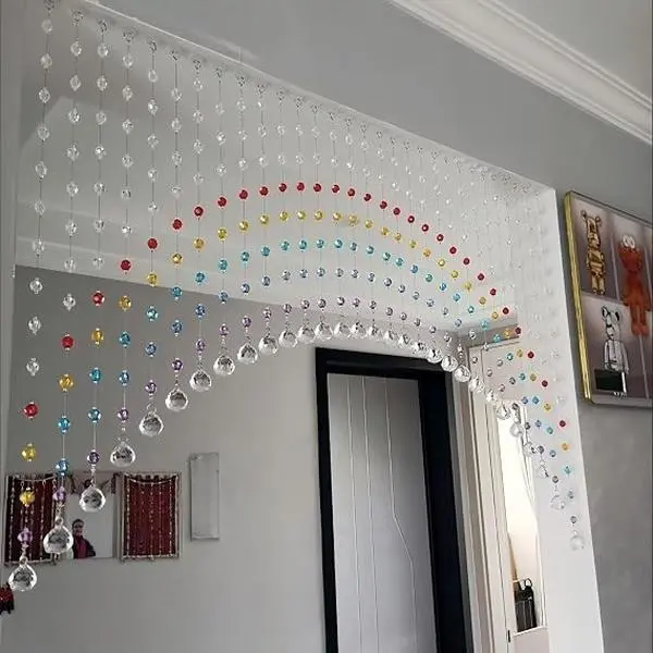 20 Strings Crystal  Door Beaded Curtain,No Drill Easy Install Hanging Room,Glass Beads