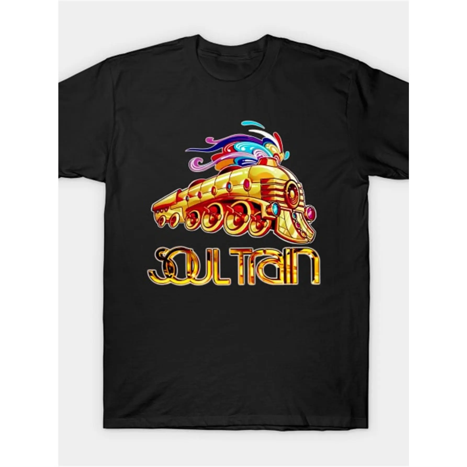 Soul Train Graphic T-shirt - Unisex Casual Streetwear Top in 100% Cotton with a Digital Print and Short Sleeves, Shortsleeve, Classic, Fitted Cut, Figure Print, Preppy, Fabric, Printed
