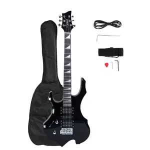 Glarry Flame Left-hand Electric Guitar HSH Pickup Shaped Electric Guitar Pack Strap Picks Shake Cable Wrench Tool Black