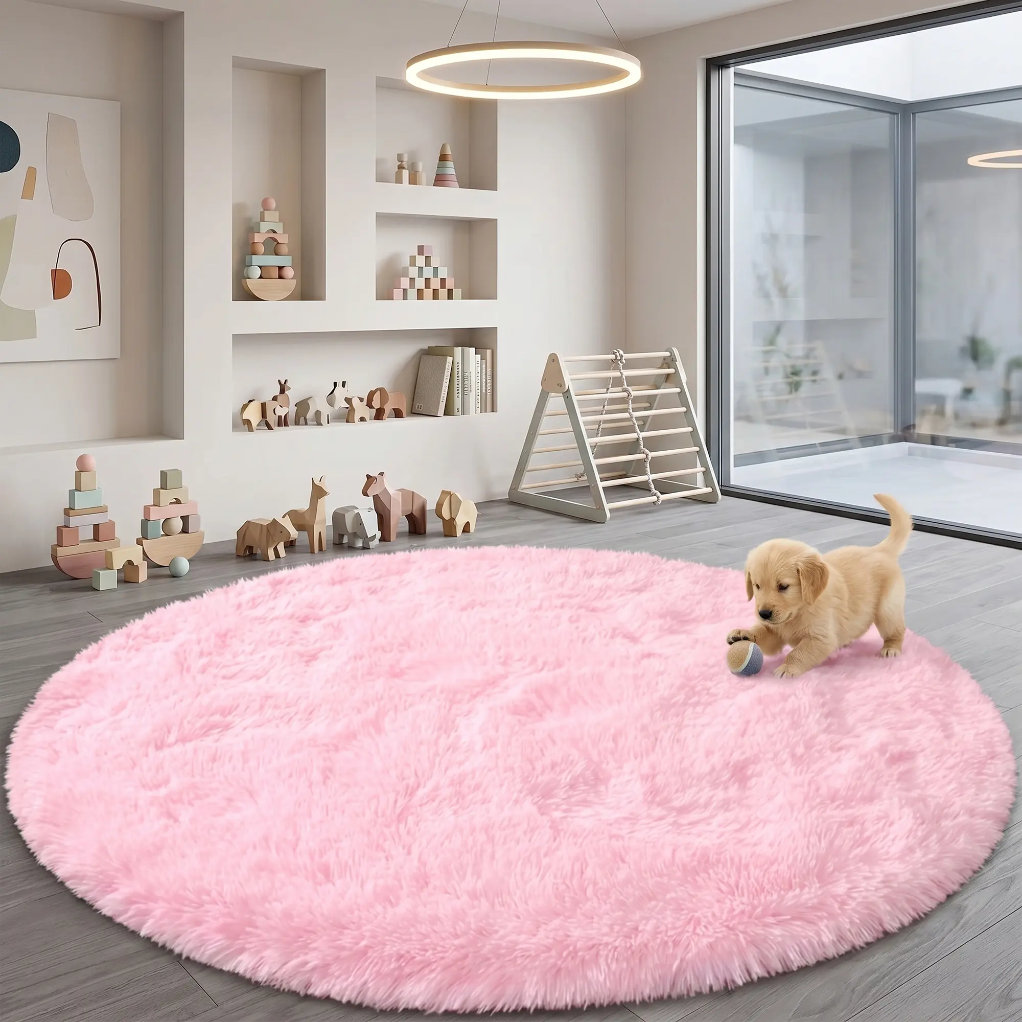 BLIOWL Classic 1.7-in Thick Fluffy Round Non Slip Rug - Super Soft Shaggy Fuzzy Decorative Area Rug, Anti-skid Washable Indoor Floor Mat for Bedroom, Living Room, Non Slip Rugs, Fuzzy Decorative Rug