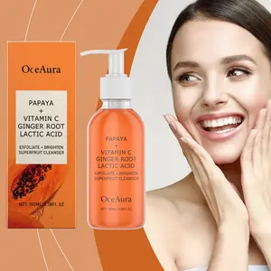 Oceaura Papaya Facial Cleanser 100ML, Gentle Exfoliating Moisturizing, Refreshing Non-Sticky Formula, Hydrating Face Wash