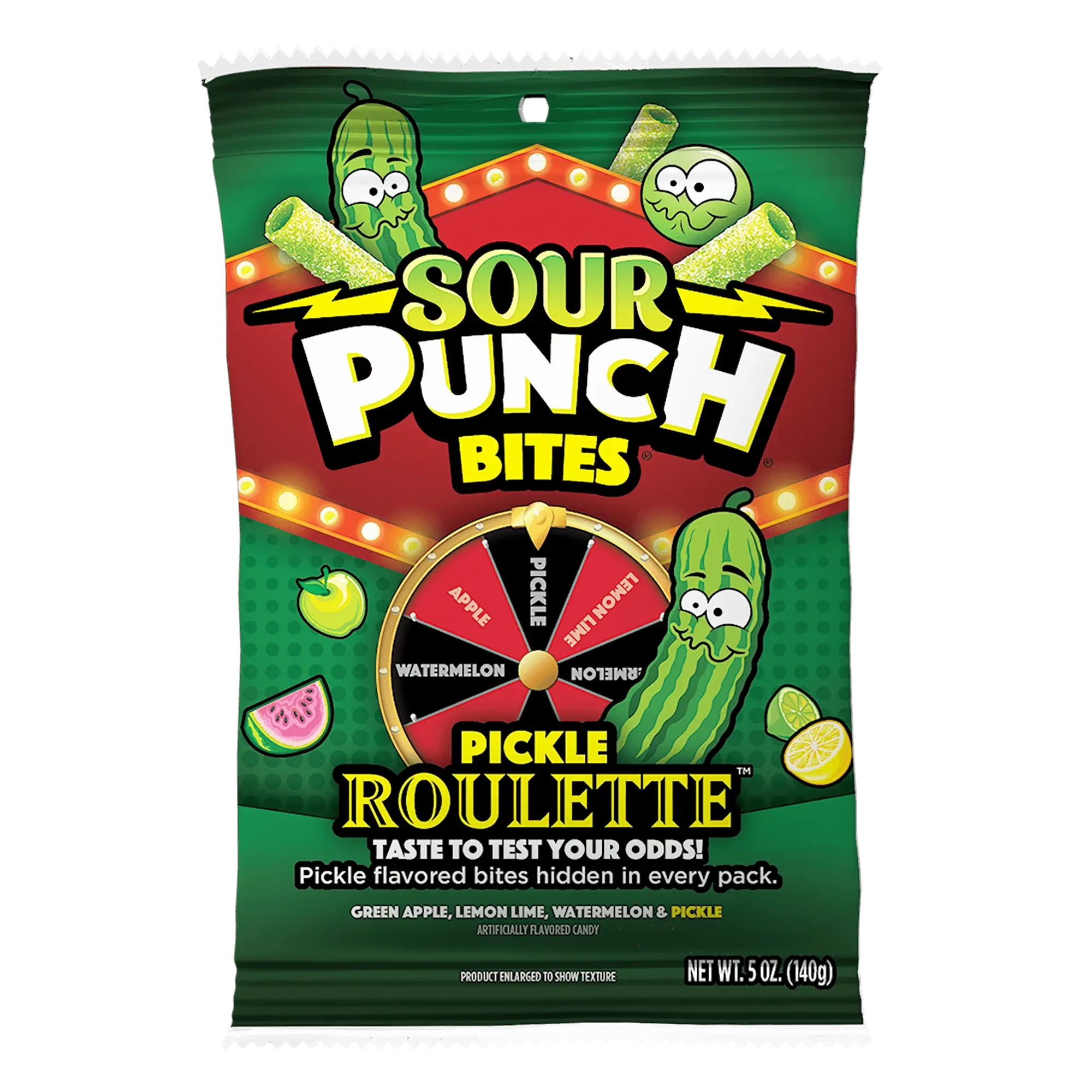 Sour Punch Pickle Roulette Bites, 5oz Bag