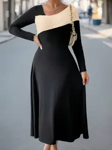 Plus Size Women's Slimming Fitted Bodycon Knit Dress, Comfortable Workwear & Casual Wear, Elegant Office, Versatile Daily Use