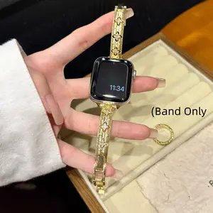 1PC Fashion Metal Light Luxury Star shaped Diamond Clover Bracelet Apple Strap, Compatible with Apple Watch 38/40/41/42/44/45/46/49mm, Suitable for Apple Watch Series Ultra/SE/11/10/9/8/7/6/5/4/3/2/1, (Strap Only), Smartwatch Strap