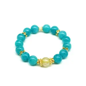 Blue and Gold Princess Jasmine Insapired Bracelet 9.8mm Natural crystal bracelet