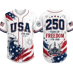 USA 250 Years Baseball Jersey, 250 Years of Freedom Patriotic Eagle Shirt, 1776-2026 American Flag Independence Day Tee, July 4th Gift for Men Women USA
